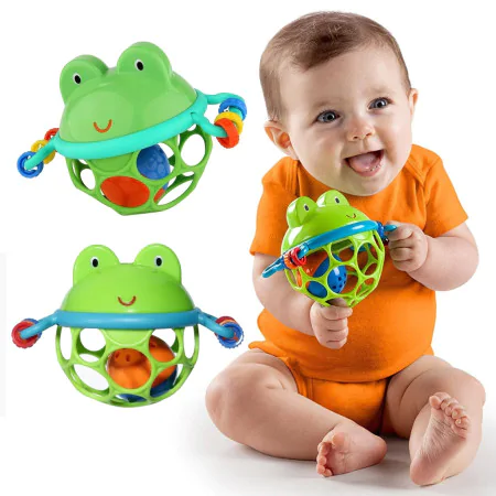 OBALL grzechotka i gryzak żabka dla niemowląt 0m+
